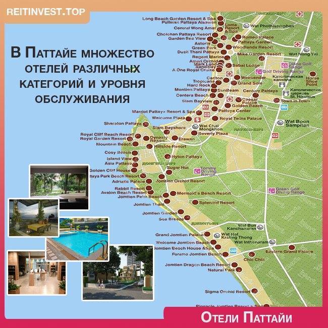 Карта паттайи на русском языке, районы джомтьен, пратамнак