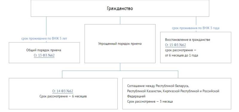 Упрощенная схема получения гражданства. Схема получения гражданства.