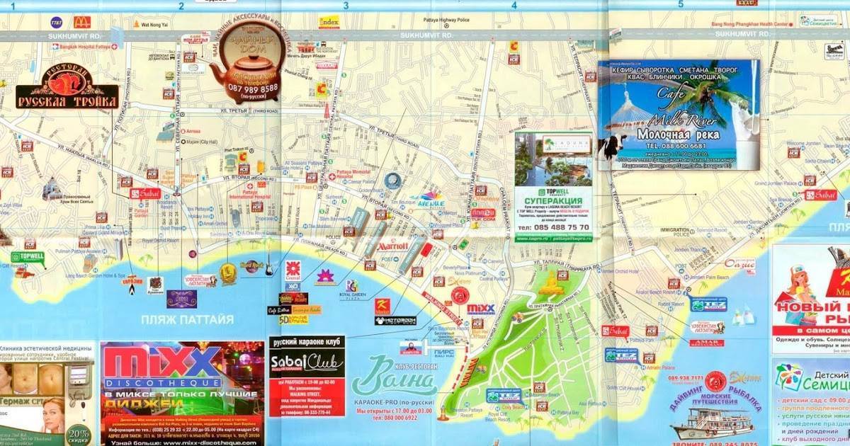 Паттайя: карты на русском с отелями и пляжами | turpotok.com