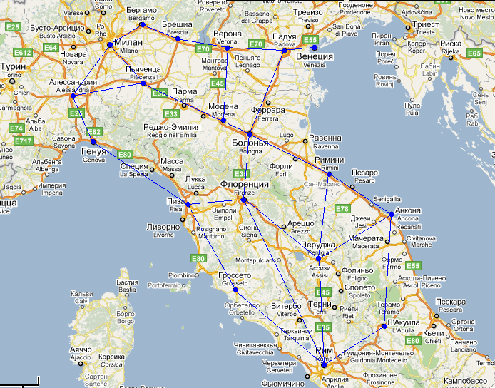 Карта италии с железными дорогами