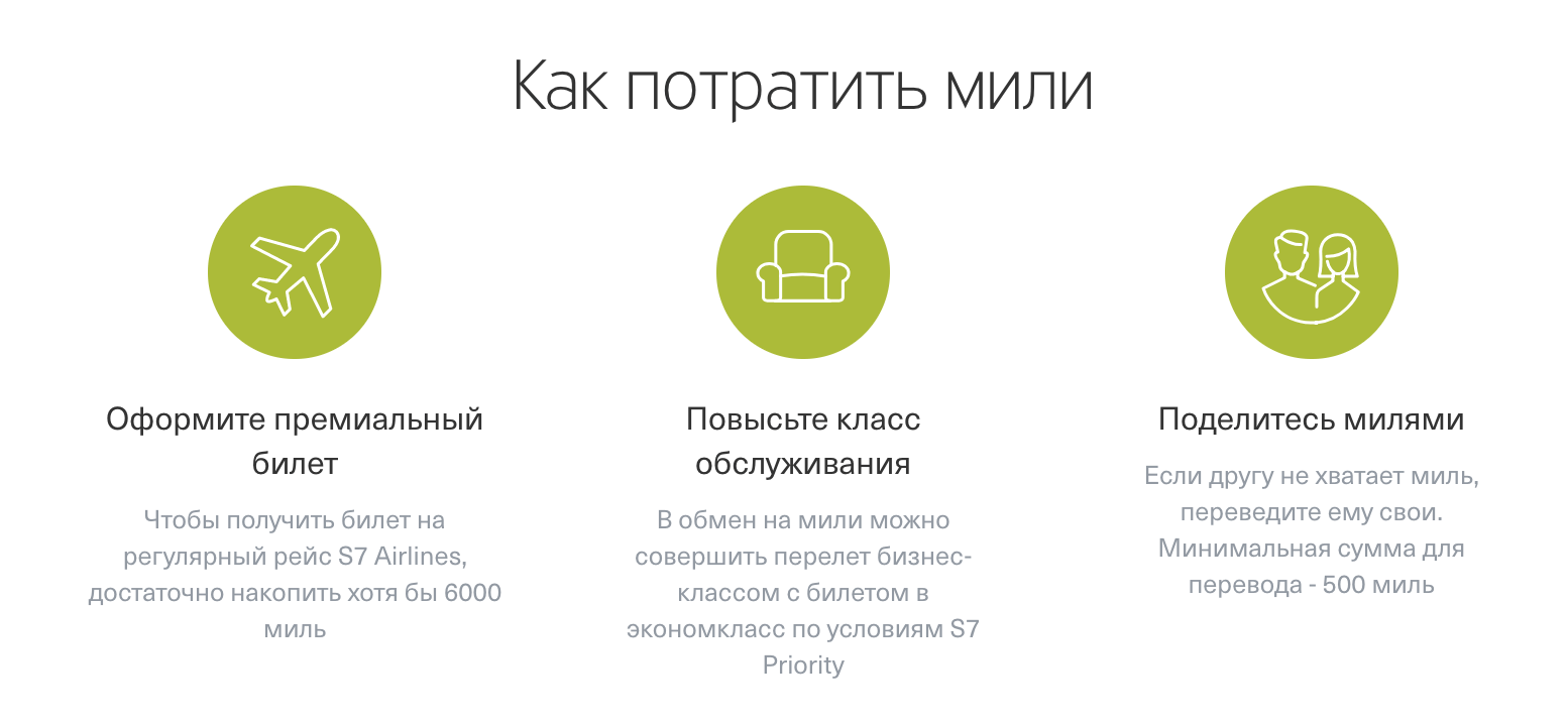 Карта бонусных миль s7