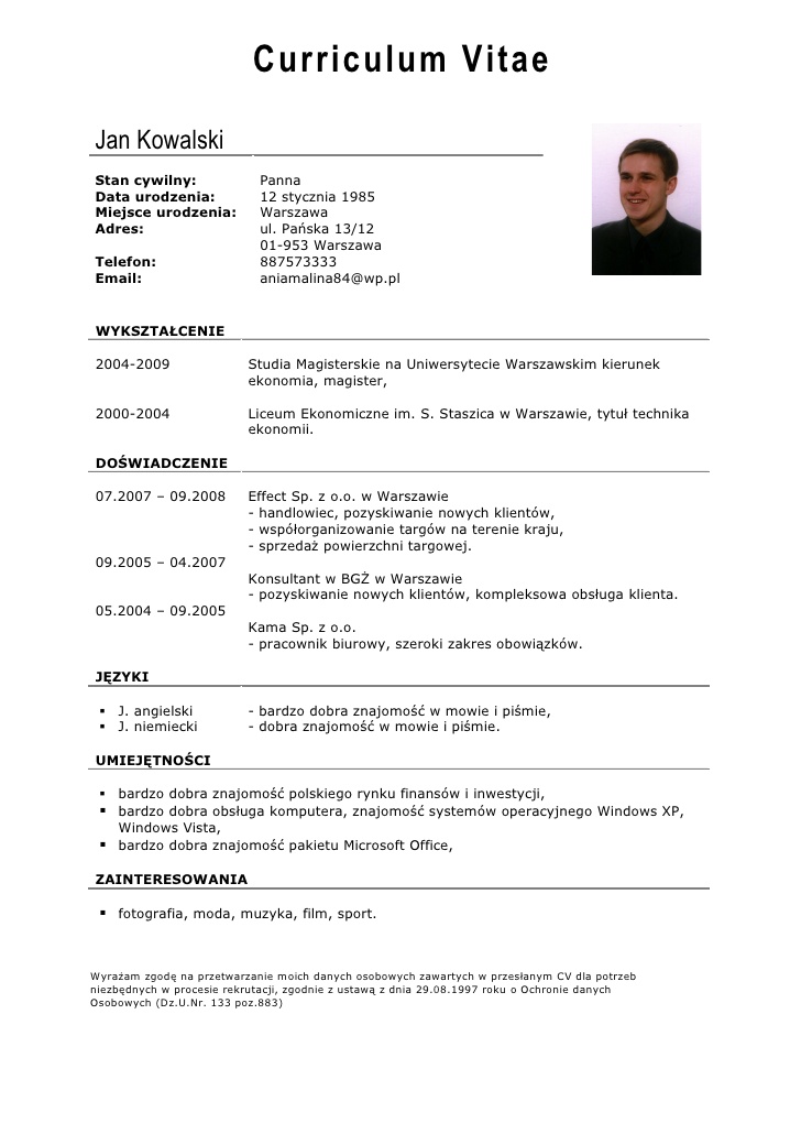 Как написать cv образец на русском