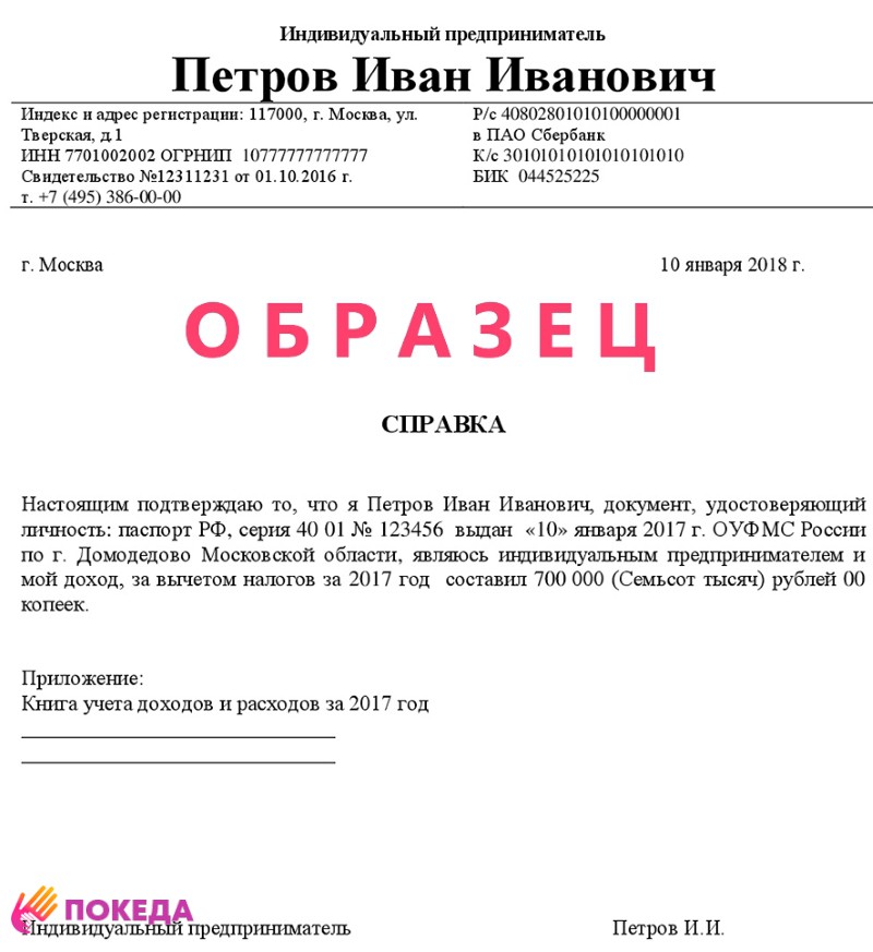 Справка о доходах ип в соцзащиту: образец 2021 года