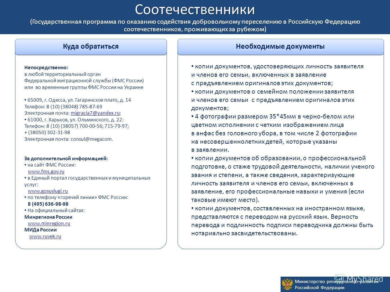 Программа переселения соотечественников в россию