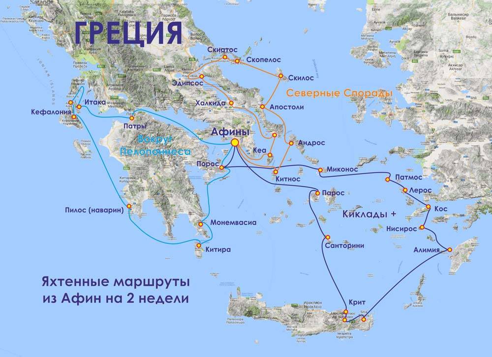 Карта островов греции