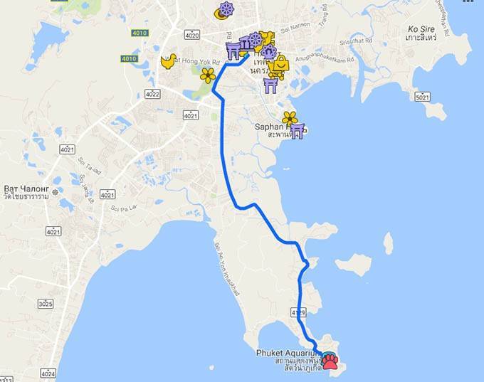Как добраться до пхукета. Чалонг Пхукет на карте. Маршрут сонгтео Патонг-Пхукет Таун. Пхукет ват Чалонг карта. Океанариум Пхукет на карте.