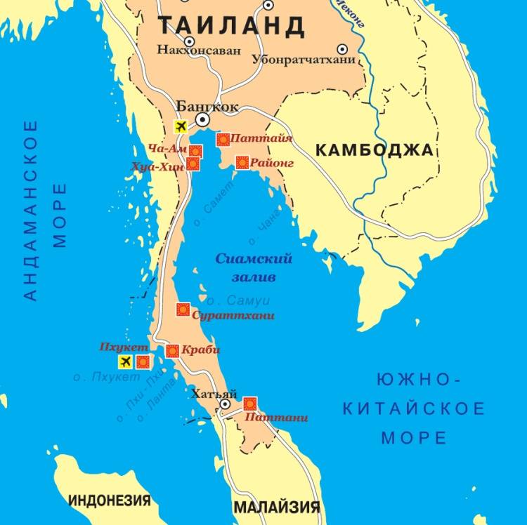 Карта таиланда на русском языке. таиланд на карте — туристер.ру
