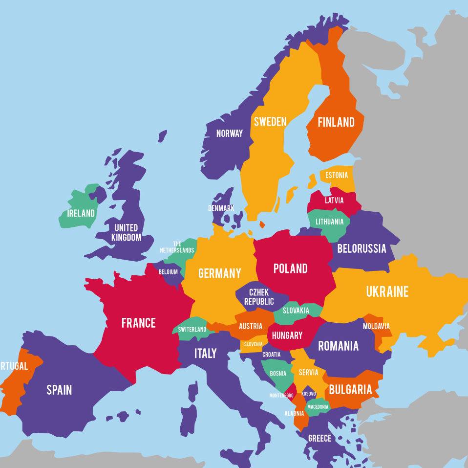 На какие районы делится западная европа. Страны Европы. Карта Европы со странами. Карта Западной Европы. Карта Западной Европы со странами.