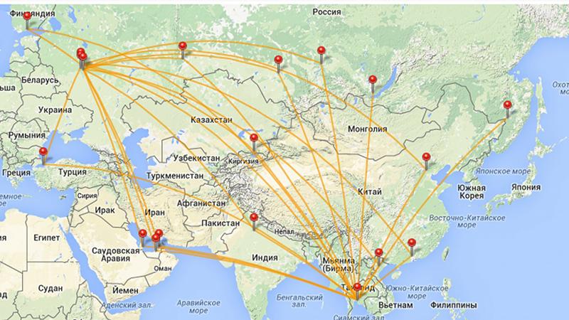 Москва бангкок карта