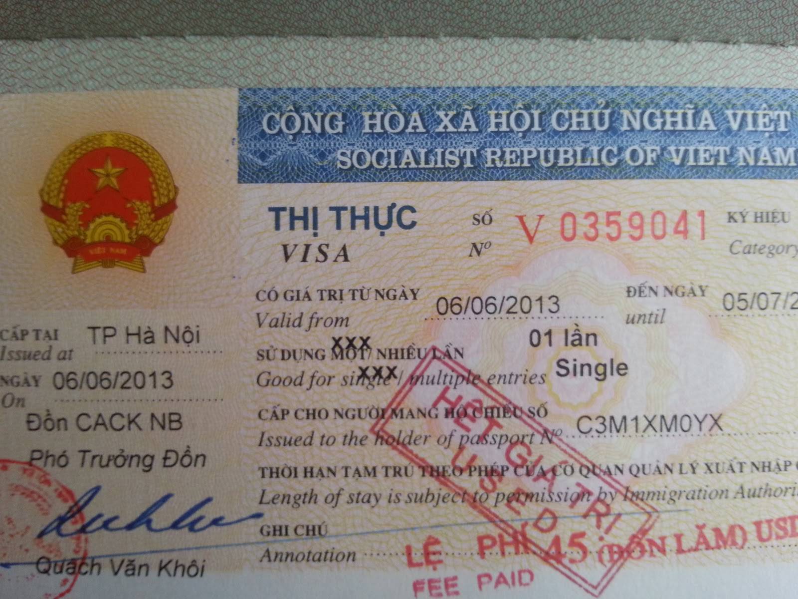 Виза вьетнам размер