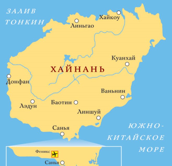 Карта китая и остров хайнань