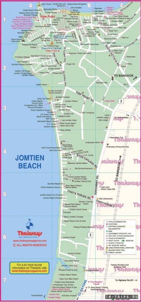 Карты джомтьена (тайланд). подробная карта джомтьена на русском языке с отелями и достопримечательностями