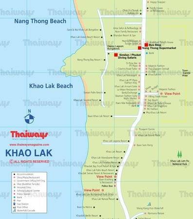 Карты као лак (тайланд). подробная карта као лак на русском языке с отелями и достопримечательностями