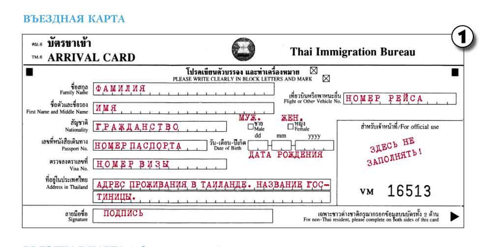 Миграционная карта таиланд