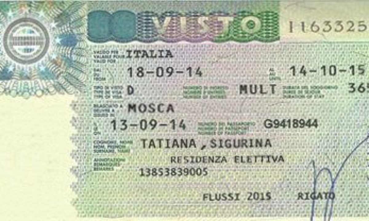виза италия размер