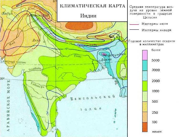 Индия климатическая карта