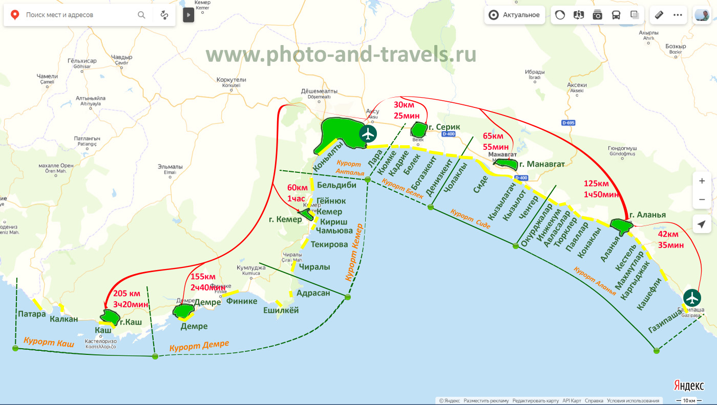 Карта побережья турции средиземного моря с отелями на русском языке