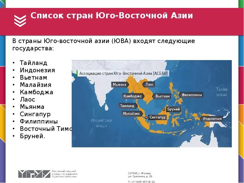 Карта стран юго восточной азии