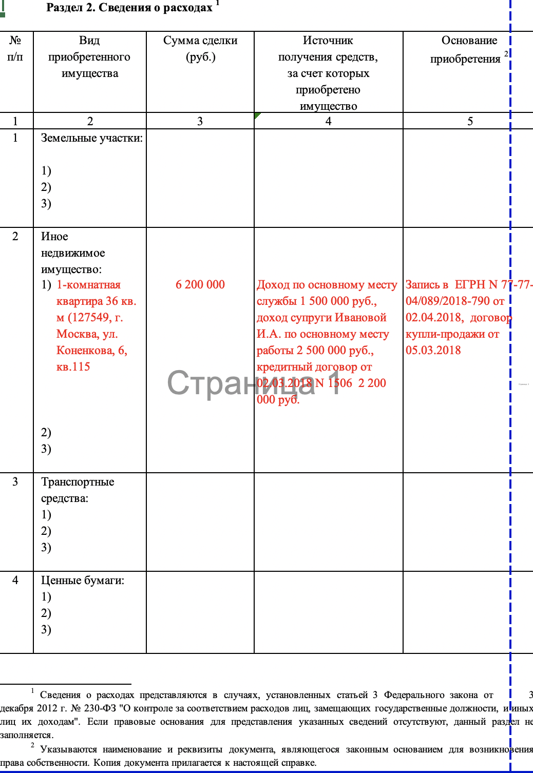 Как заполняется декларация о доходах госслужащих образец заполнения