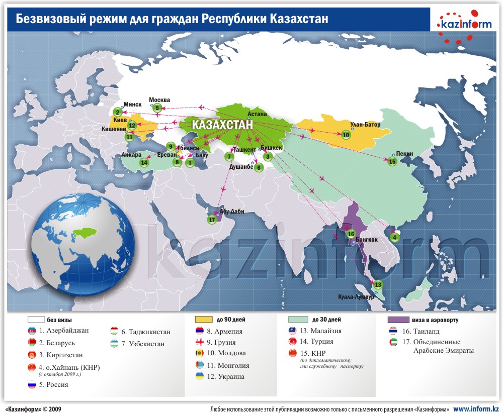 Карта безвизовых стран для россиян 2023