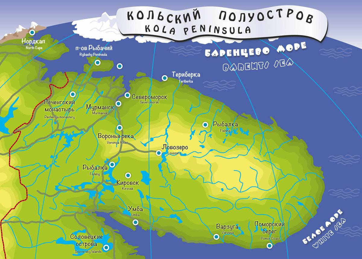 Карта мурманской области с городами и поселками - спутник и схема онлайн