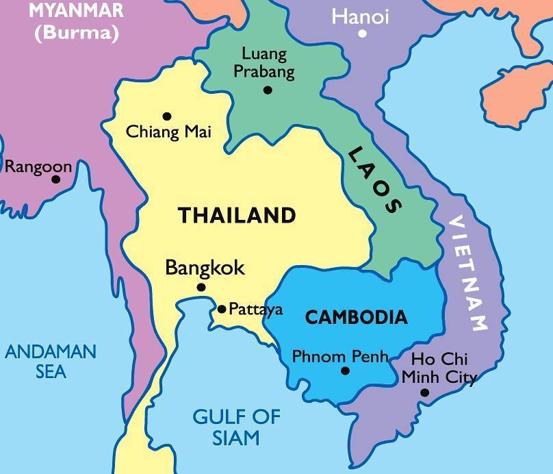 Подробная карта таиланда и популярных курортов: паттайя, самуи, пхукет