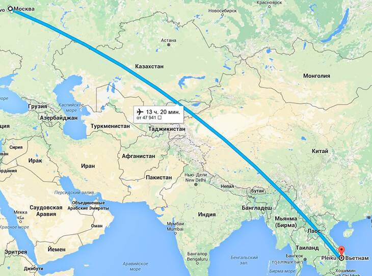 Сколько лететь из Москвы до Вьетнама: время полета, прямые рейсы, с пересадками
