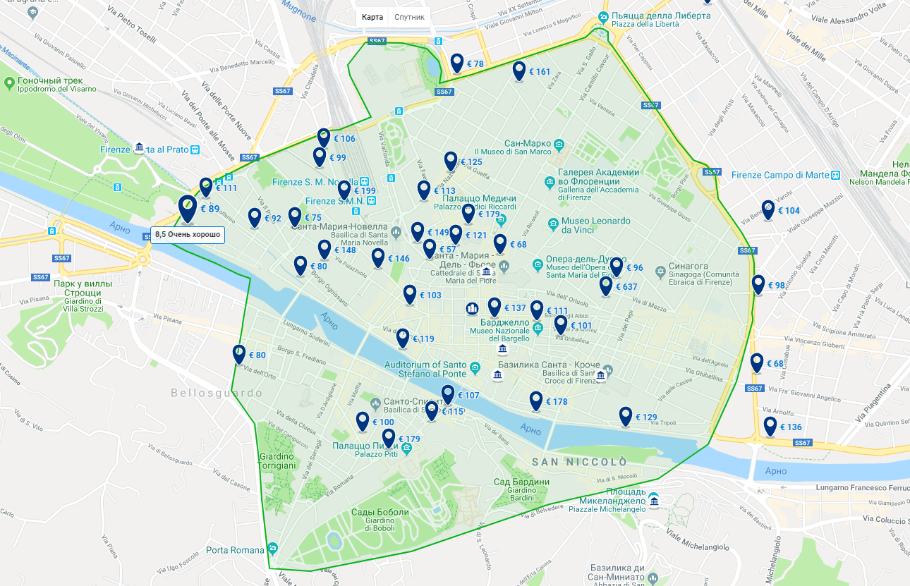 Карта флоренции с достопримечательностями на русском языке