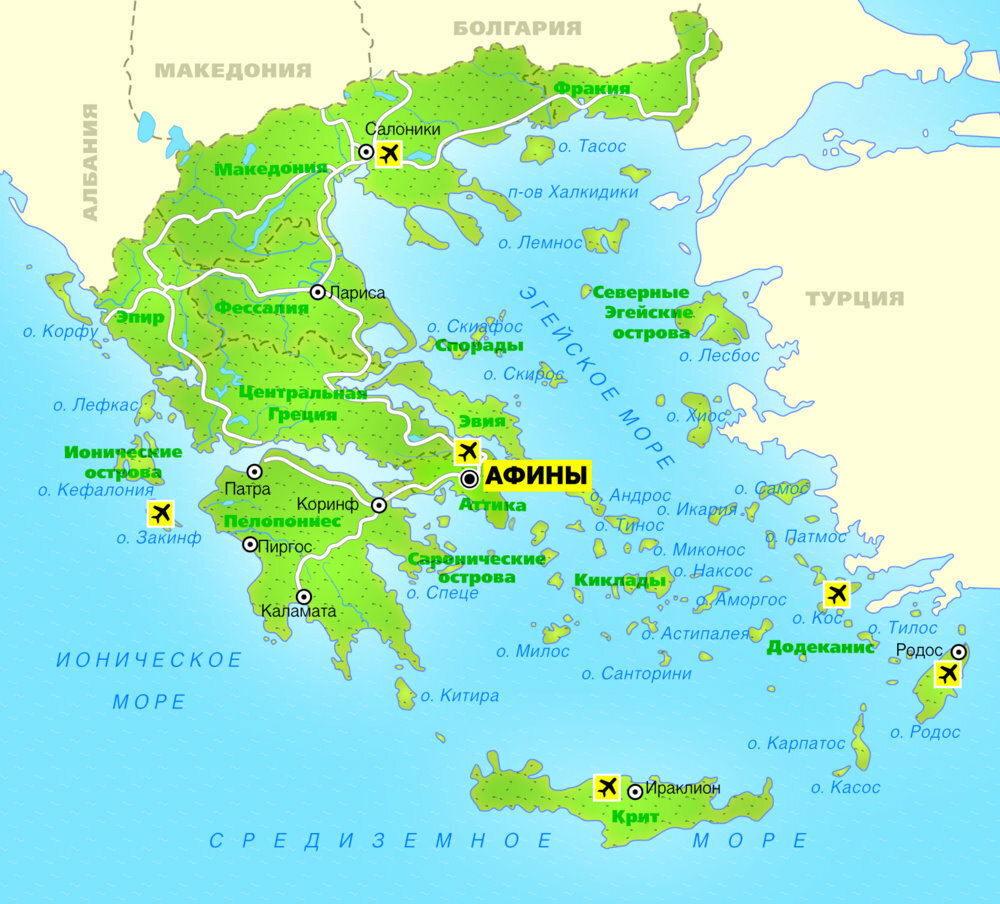 афины на карте греции