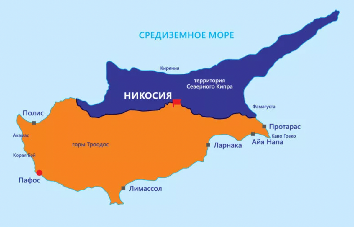 Когда на кипре переводят время. Турецкая Республика Кипр на карте. Кипр политическая карта. Территория Северного Кипра на карте.