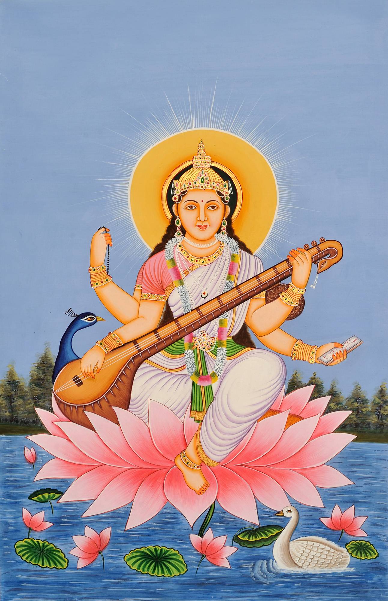 Богиня Сарасвати — богиня науки и искусства в Индии
