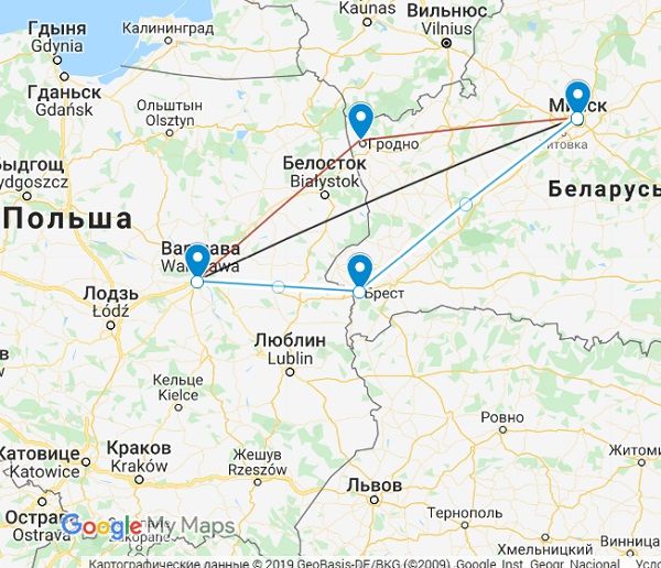 Поезд москва минск карта