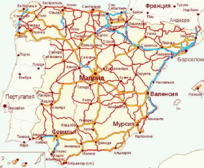 Поезда по испании - маршруты поездов по регионам испании - карты