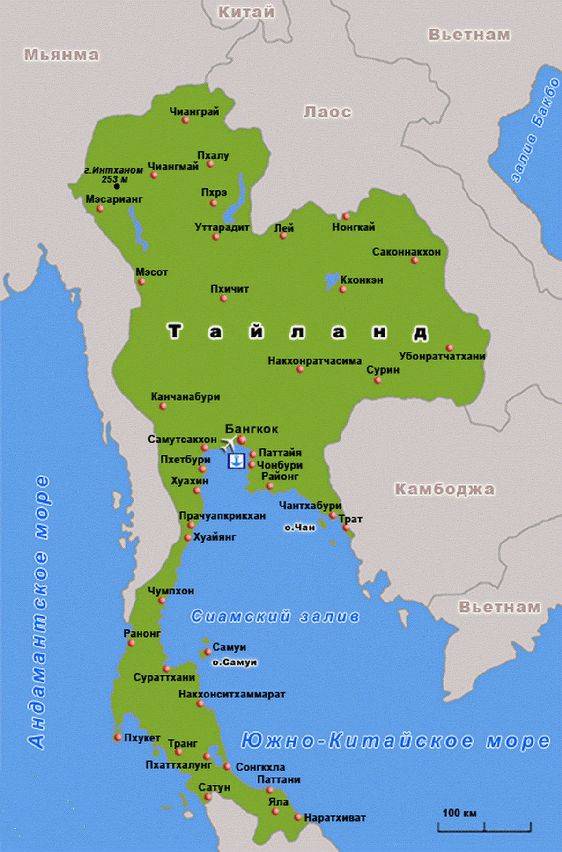 Карты таиланда. подробная карта таиланда на русском языке с курортами и отелями