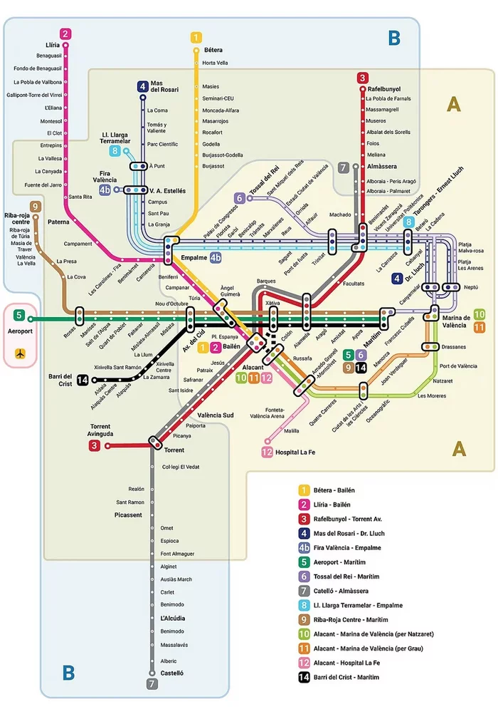 Метро валенсии схема