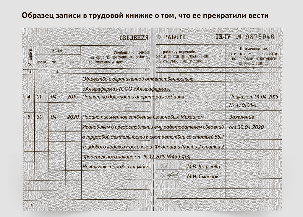 Образец заполнения трудовой книжки при приеме на работу в 2022 году