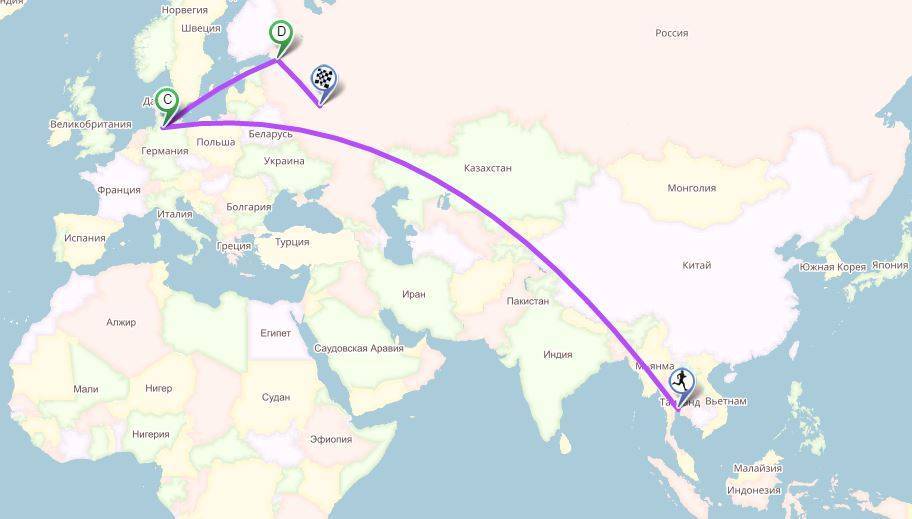 Сколько лететь до тайланда из санкт-петербурга прямым рейсом