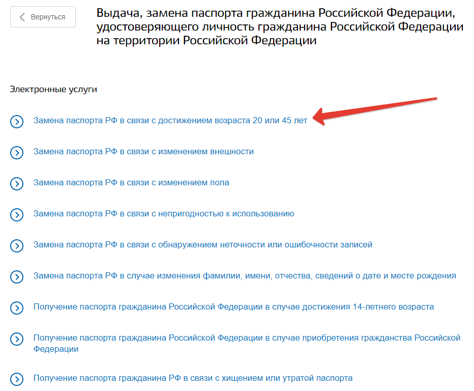 Как подать заявление на замену паспорта в 45 лет через мфц образец заполнения