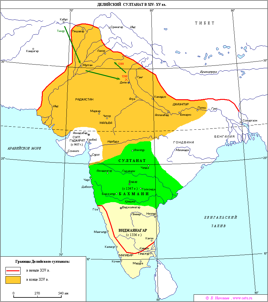 Делийский султанат карта