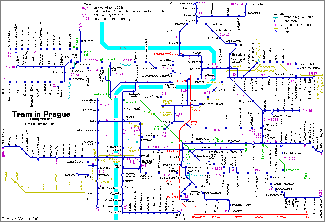 Пражский трамвай схема