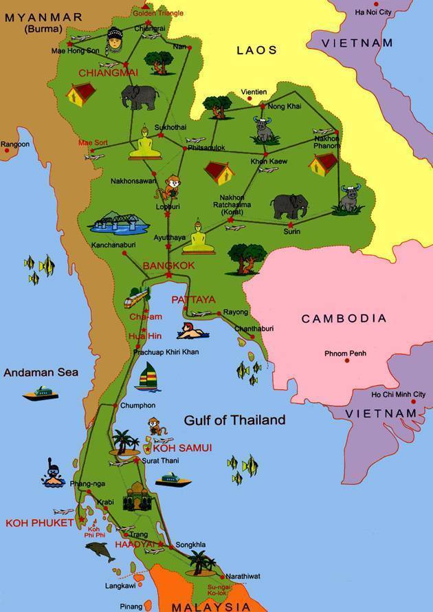 Карта таиланда на русском языке. таиланд на карте — туристер.ру